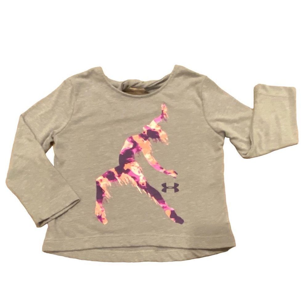 Under Armour Top Gray w Multicolor Dancer Criss Cross Open Back Shirt 24 Months